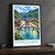 Fenghuang city view bordered print styled in Black frame / charcoal wall; frame and props not included