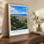 Honolulu city view bordered print styled in Original angled oak-console; frame and props not included