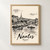 Nantes city view full-bleed print styled in Front oak frame - corrected opening; frame and props not included