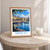Nantes city view bordered print styled in Oak frame / bedside table; frame and props not included