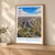 Novi Beograd city view bordered print styled in Light oak-console; frame and props not included