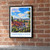 Saarbrücken city view bordered print styled in Black frame / exposed brick; frame and props not included
