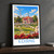 Edirne city view bordered print styled in Black frame / charcoal wall; frame and props not included