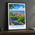 Okinawa city view bordered print styled in Black frame / charcoal wall; frame and props not included