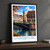 Strasbourg city view bordered print styled in Black frame / charcoal wall; frame and props not included