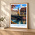 Strasbourg city view bordered print styled in Light oak-console; frame and props not included