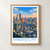 Minato City city view bordered print styled in Front oak frame - corrected opening; frame and props not included