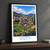 Ooty city view bordered print styled in Black frame / charcoal wall; frame and props not included