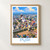 Puri city view bordered print styled in Front oak frame - corrected opening; frame and props not included