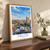 Talca city view bordered print styled in Original angled oak-console; frame and props not included