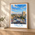 Talca city view bordered print styled in Light oak-console; frame and props not included