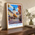 Paderborn city view bordered print styled in Original angled oak-console; frame and props not included