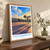 Votorantim city view bordered print styled in Original angled oak-console; frame and props not included