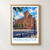 Manchester John Rylands Library exterior bordered print styled in Front oak frame - corrected opening; frame and props not included