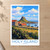 Lindisfarne Castle from the harbour bordered print styled in Unframed sheet - corrected A-series; frame and props not included