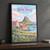 Lindisfarne Castle from the harbour full-bleed print styled in Black frame / charcoal wall; frame and props not included