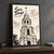 San Diego Balboa Park California Tower full-bleed print styled in Black frame / charcoal wall; frame and props not included