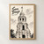 San Diego Balboa Park California Tower full-bleed print styled in Front oak frame - corrected opening; frame and props not included