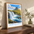 Kirkjufell and Kirkjufellsfoss bordered print styled in Original angled oak-console; frame and props not included