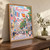 Provincetown Commercial Street full-bleed print styled in Original angled oak-console; frame and props not included