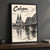 Cologne Cathedral with Hohenzollern Bridge full-bleed print styled in Black frame / charcoal wall; frame and props not included