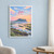 Seongsan Ilchulbong from the coast full-bleed print styled in White frame / blue sitting room; frame and props not included