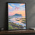 Seongsan Ilchulbong from the coast full-bleed print styled in Black frame / charcoal wall; frame and props not included