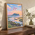 Seongsan Ilchulbong from the coast full-bleed print styled in Original angled oak-console; frame and props not included