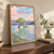 Wanaka lone willow from the lake shore full-bleed print styled in Original angled oak-console; frame and props not included