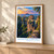 Bastei Bridge rock towers bordered print styled in Light oak-console; frame and props not included