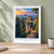 Bastei Bridge rock towers bordered print styled in White frame / sage wall; frame and props not included