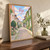Rye Mermaid Street full-bleed print styled in Original angled oak-console; frame and props not included