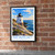 Newport Castle Hill Lighthouse bordered print styled in Black frame / exposed brick; frame and props not included