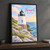 Newport Castle Hill Lighthouse full-bleed print styled in Black frame / charcoal wall; frame and props not included
