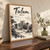 Tulum El Castillo above the Caribbean full-bleed print styled in Original angled oak-console; frame and props not included
