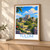 Tulum El Castillo above the Caribbean bordered print styled in Light oak-console; frame and props not included