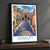 Amalfi Cathedral staircase bordered print styled in Black frame / charcoal wall; frame and props not included