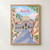 Amalfi Cathedral staircase full-bleed print styled in Front oak frame - corrected opening; frame and props not included