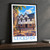 Leicester Guildhall timber facade bordered print styled in Black frame / charcoal wall; frame and props not included