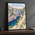 Calanque d'En-Vau from the overlook full-bleed print styled in Black frame / charcoal wall; frame and props not included