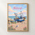 Aldeburgh fishing boats on shingle full-bleed print styled in Front oak frame - corrected opening; frame and props not included
