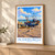 Aldeburgh fishing boats on shingle bordered print styled in Light oak-console; frame and props not included