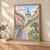 Sighisoara Clock Tower lane full-bleed print styled in Light oak-console; frame and props not included