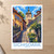 Sighisoara Clock Tower lane bordered print styled in Unframed sheet - corrected A-series; frame and props not included