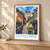 Sighisoara Clock Tower lane bordered print styled in Light oak-console; frame and props not included