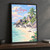 Anse Source d'Argent granite boulders full-bleed print styled in Black frame / charcoal wall; frame and props not included