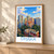 Dhaka city view bordered print styled in Light oak-console; frame and props not included
