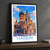 Harbin city view bordered print styled in Black frame / charcoal wall; frame and props not included