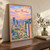 Navi Mumbai city view full-bleed print styled in Original angled oak-console; frame and props not included