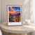 Navi Mumbai city view bordered print styled in Oak frame / bedside table; frame and props not included